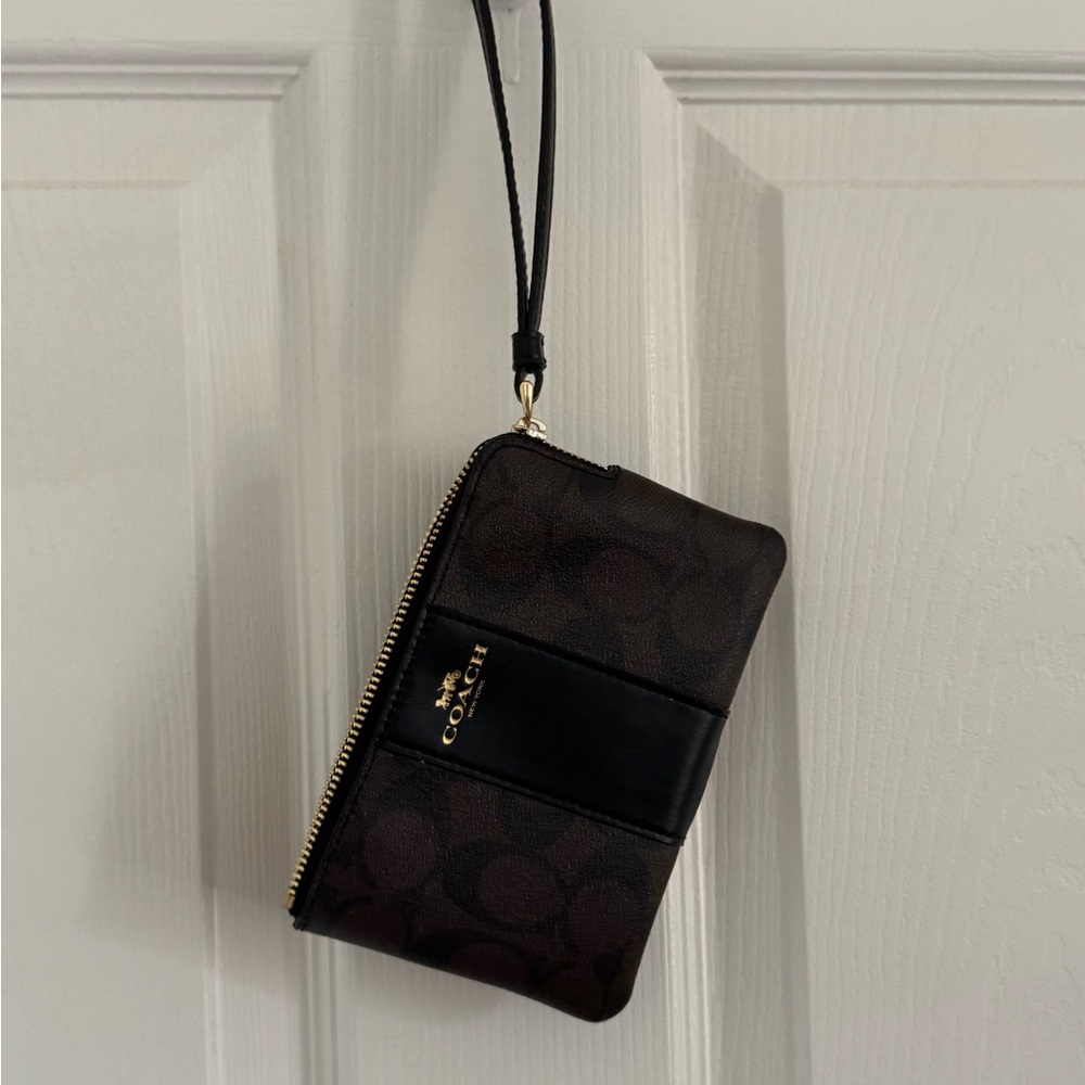 Coach Dark Brown and Black Wristlet
